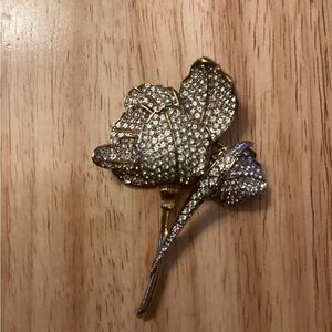 Vintage 1940 Jomaz Pave Floral Broach Unsigned